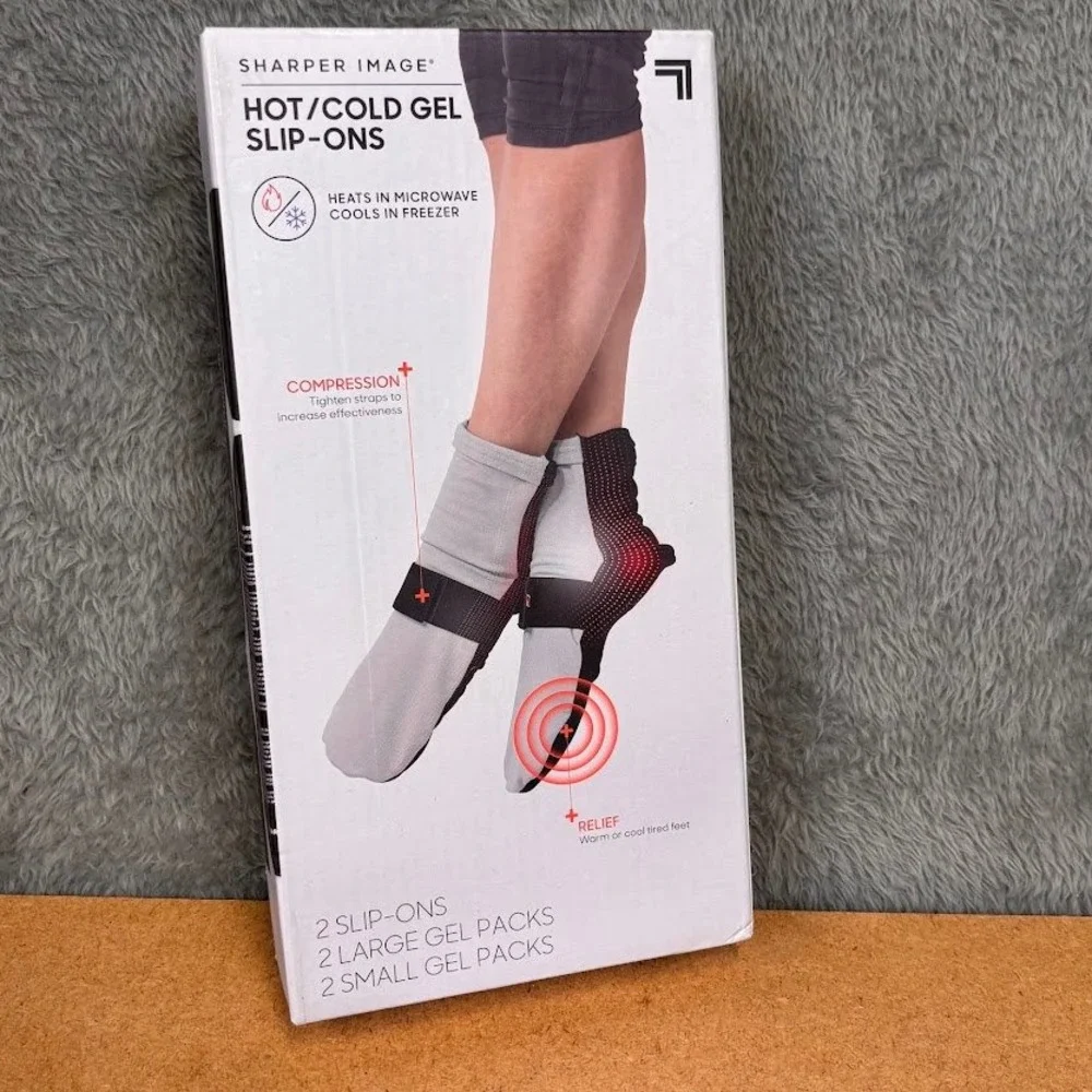 Sharper Image Hot Cold Gel Slip Ons Foot‎ Therapy Compression Wraps 1011833 NEW